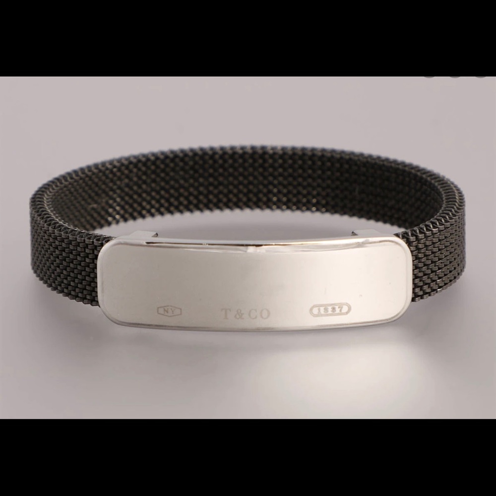 TIFFANY $ CO. Stainless 1837 Mesh ID Bracelet